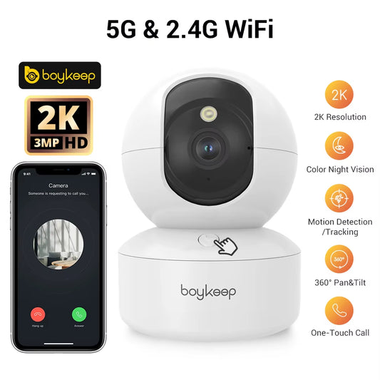 3MP WiFi Baby Monitor – 5G/2.4GHz, Auto Tracking, 24/7 Indoor Security Camera